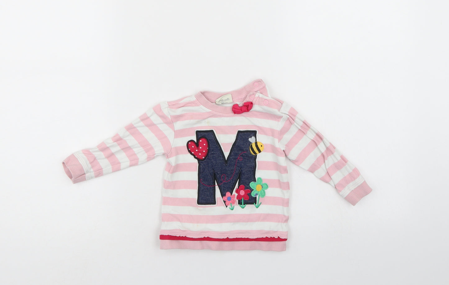 Mini Klub Girls Pink Striped  Pullover Jumper Size 9-12 Months