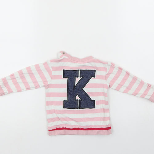 Mini Klub Girls Pink Striped  Pullover Jumper Size 9-12 Months