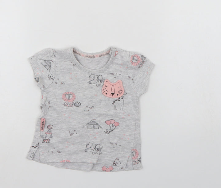 George Baby Grey Animal Print Basic T-Shirt Size 0-3 Months