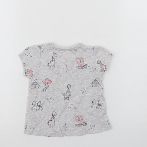 George Baby Grey Animal Print  Basic T-Shirt Size 0-3 Months