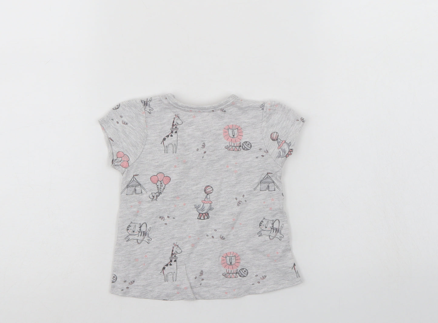 George Baby Grey Animal Print  Basic T-Shirt Size 0-3 Months