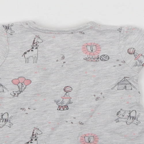 George Baby Grey Animal Print  Basic T-Shirt Size 0-3 Months