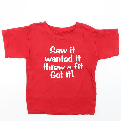Preworn Girls Red   Basic T-Shirt Size 5-6 Years