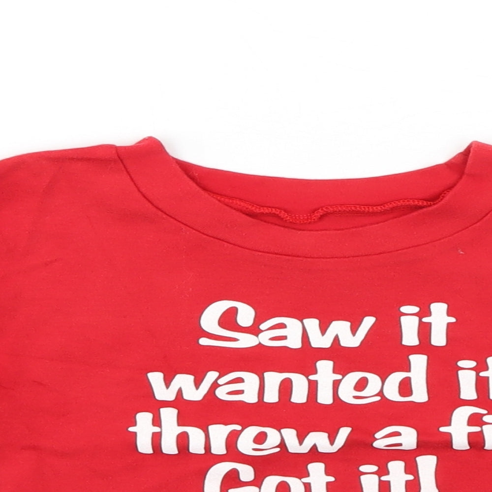 Preworn Girls Red   Basic T-Shirt Size 5-6 Years