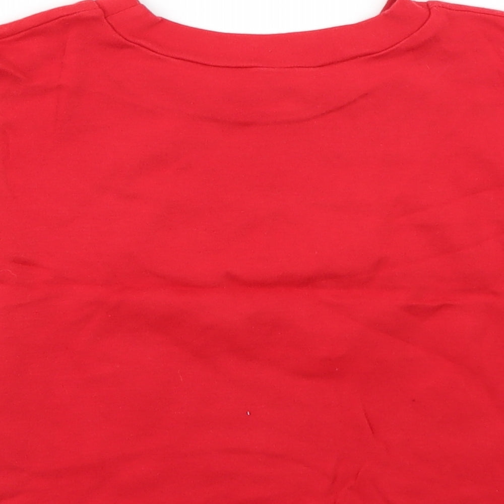 Preworn Girls Red   Basic T-Shirt Size 5-6 Years