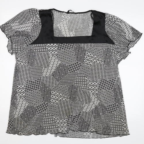 BM Womens Black Geometric  Basic Blouse Size XL