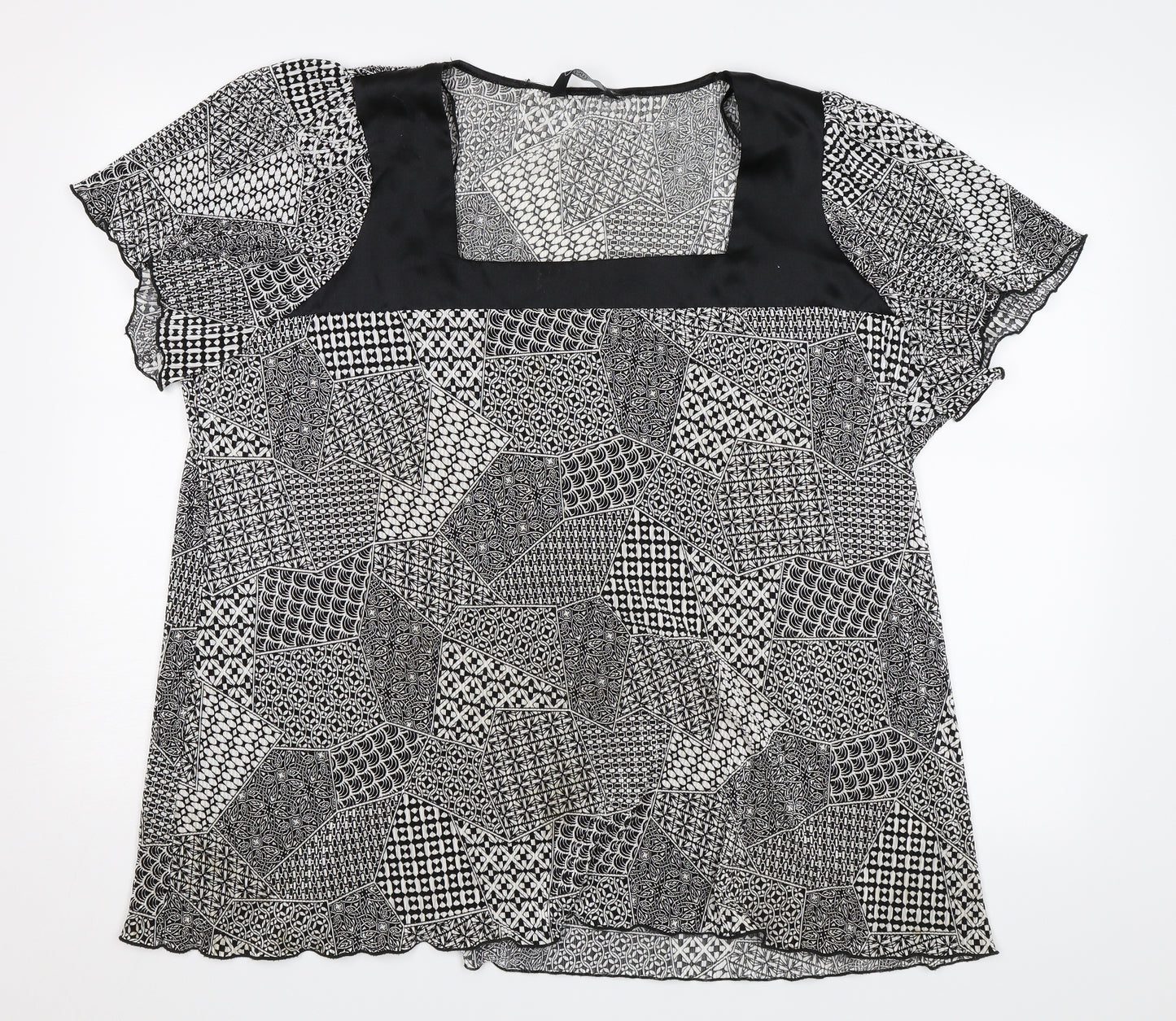 BM Womens Black Geometric  Basic Blouse Size XL