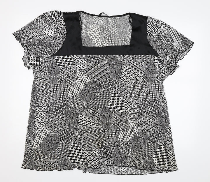 BM Womens Black Geometric  Basic Blouse Size XL