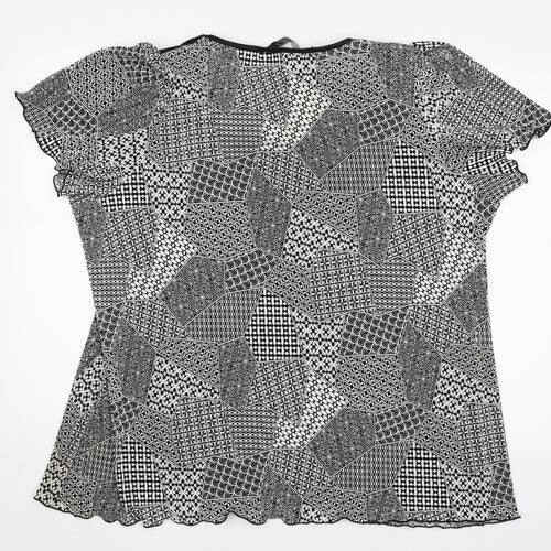 BM Womens Black Geometric  Basic Blouse Size XL