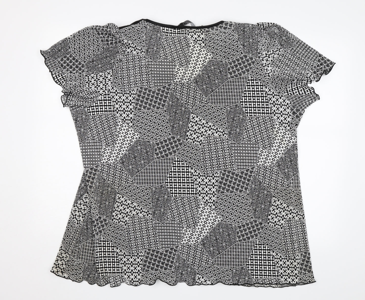 BM Womens Black Geometric  Basic Blouse Size XL