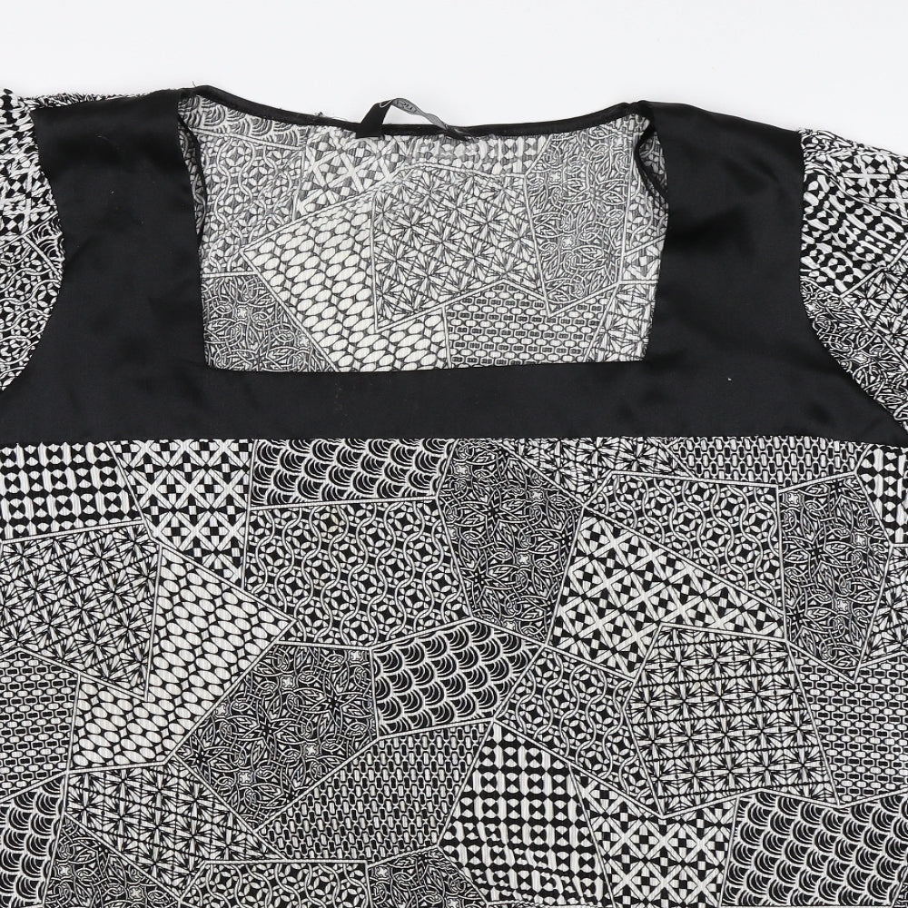 BM Womens Black Geometric  Basic Blouse Size XL