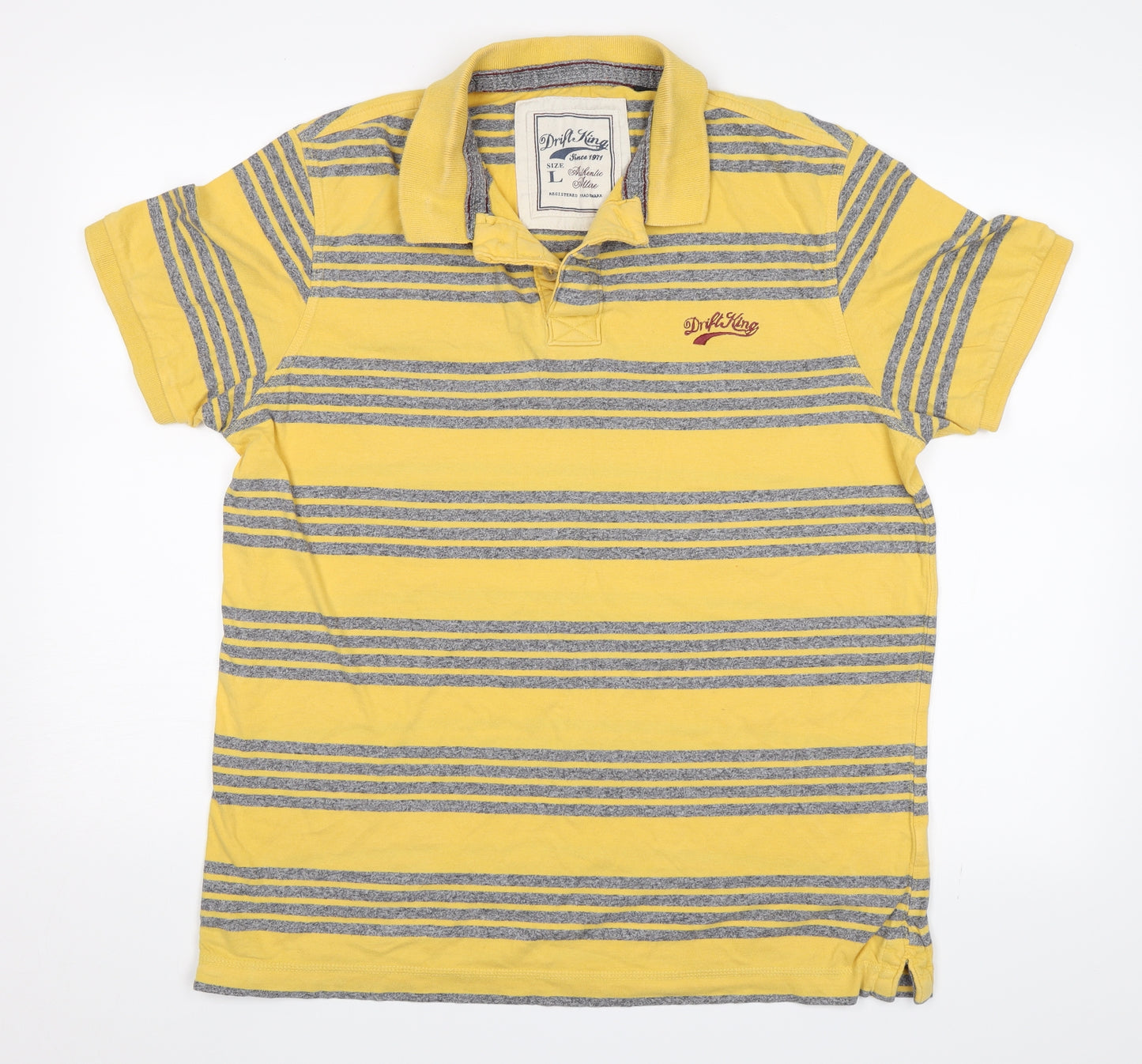 Drift King Mens Yellow Striped   Polo Size L