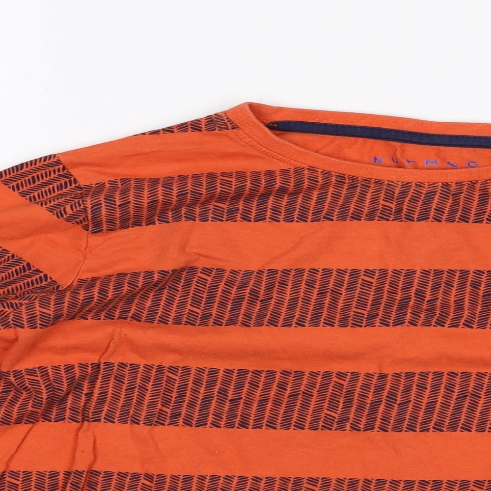 Nutmeg Boys Orange Striped  Basic T-Shirt Size 8-9 Years