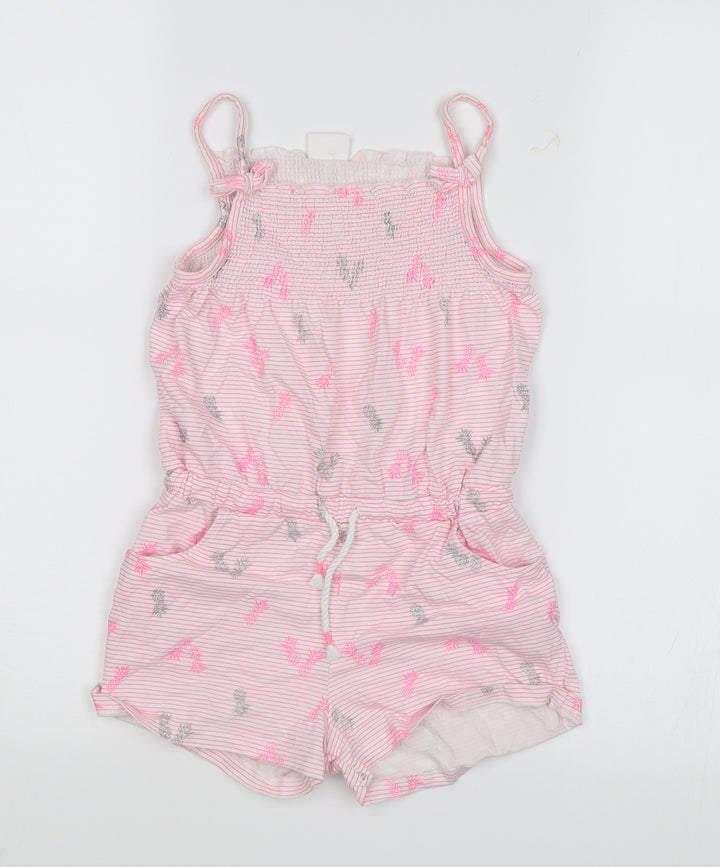 F&F Girls Pink Floral  Romper One-Piece Size 4-5 Years  - Pineapples