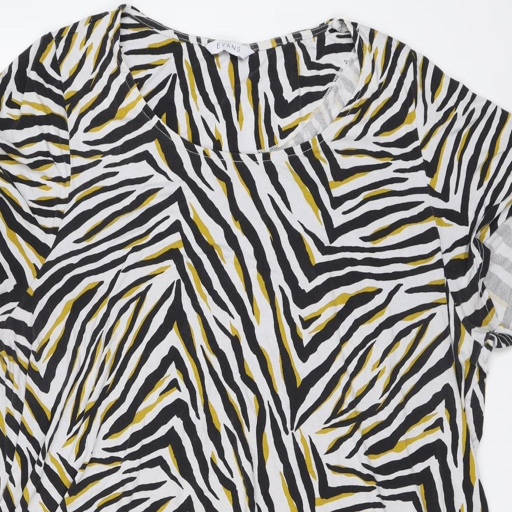 Evans Womens Grey Animal Print  Basic Blouse Size 22