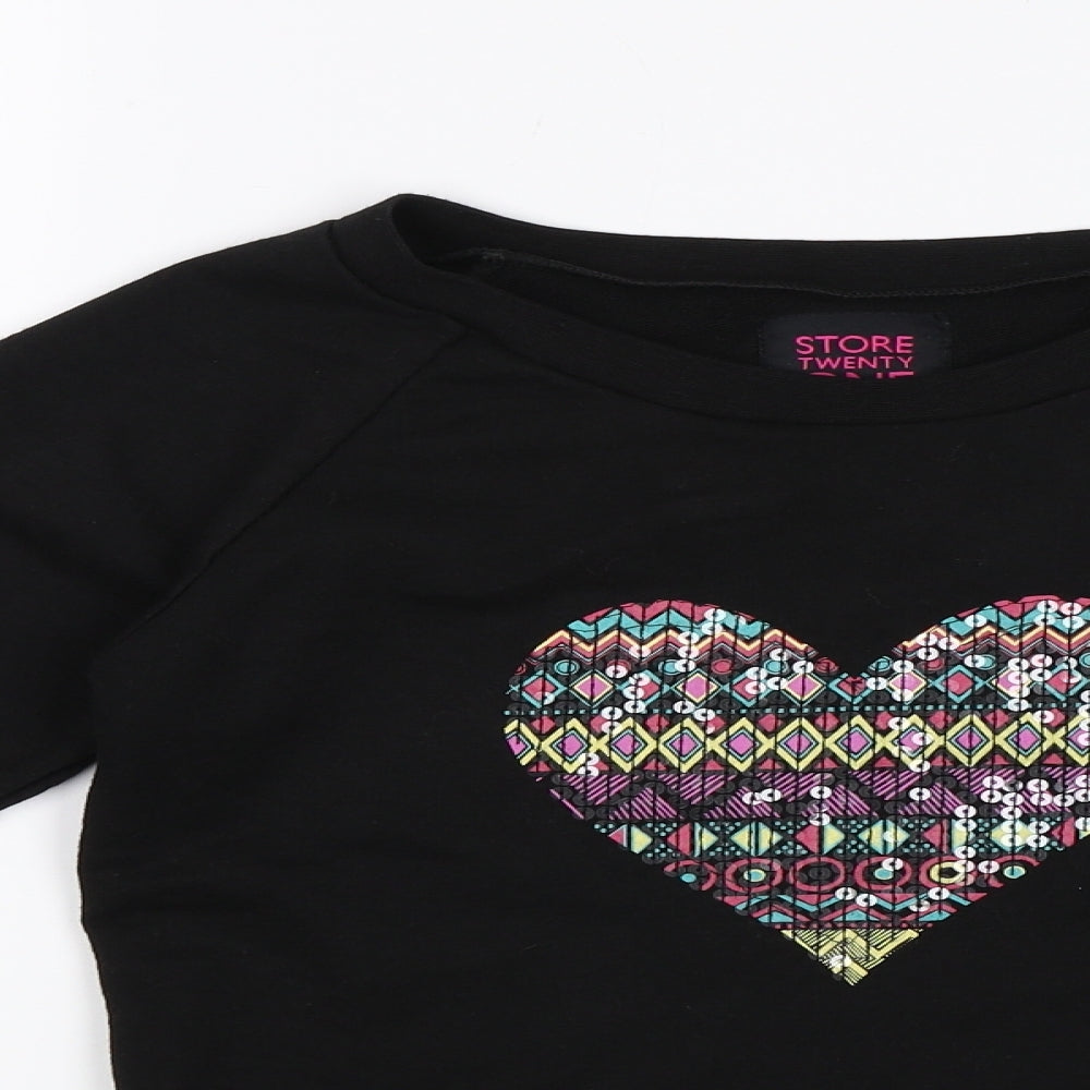 Store Twenty One Girls Black   Pullover Jumper Size 10 Years  - Heart