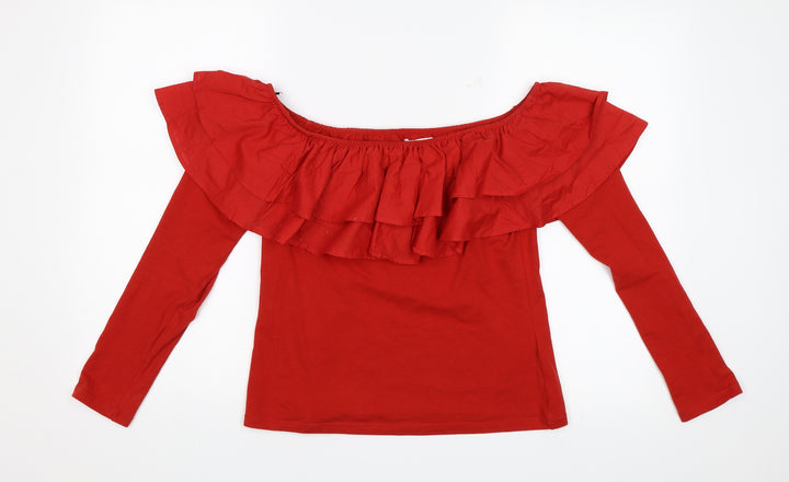 H&M Womens Red   Basic Blouse Size M
