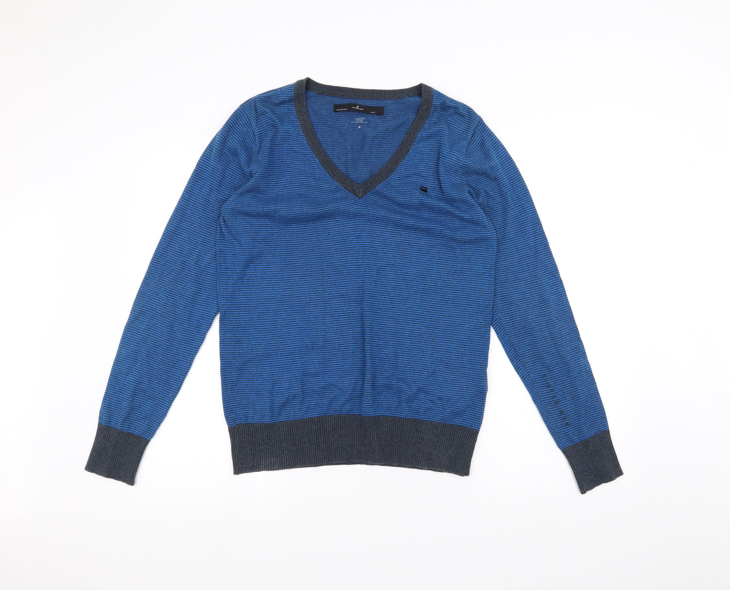 G-Star Mens Blue Striped   T-Shirt Size M