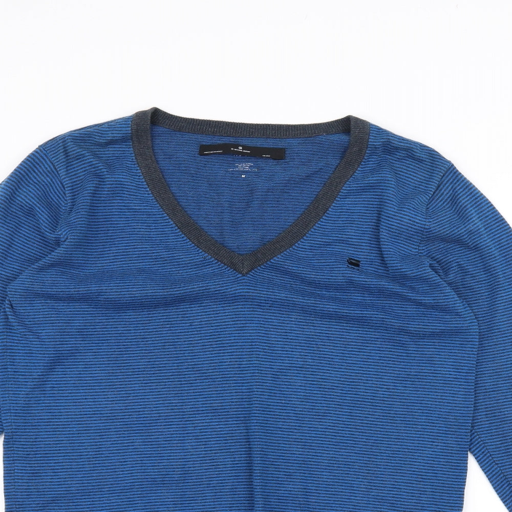 G-Star Mens Blue Striped   T-Shirt Size M