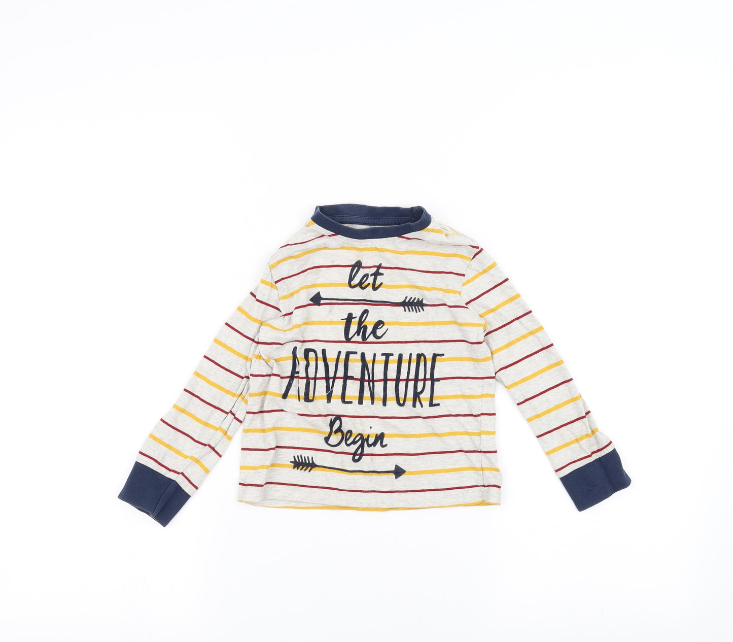 F&F Girls Grey Striped  Basic T-Shirt Size 3-4 Years