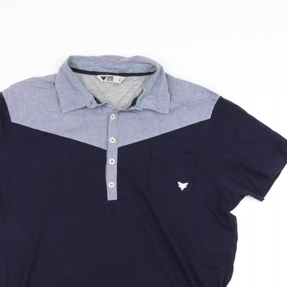 fabric of life Mens Blue    Polo Size L