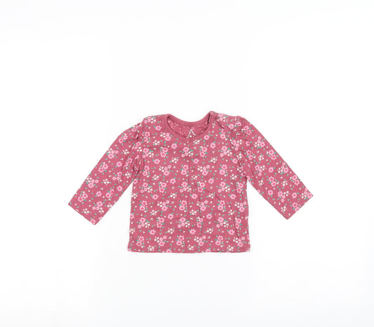 Front view of Early Days Baby Pink Floral Basic T-Shirt, size 6-9, Months