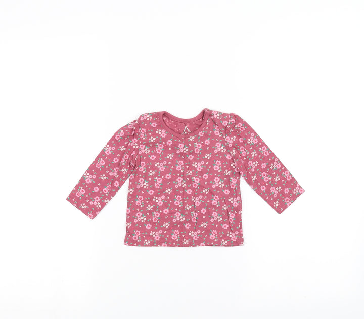 Earlydays Baby Pink Floral  Basic T-Shirt Size 6-9 Months