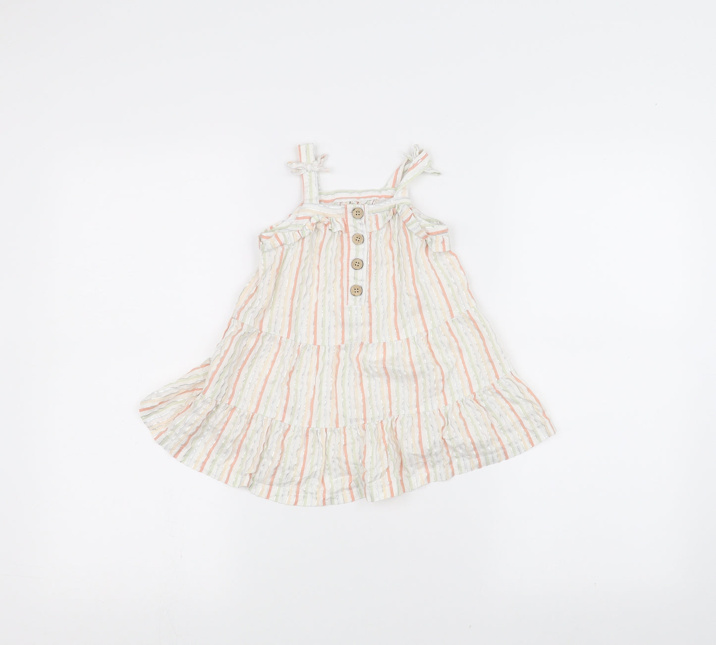 Nutmeg Baby White Striped  A-Line  Size 12-18 Months
