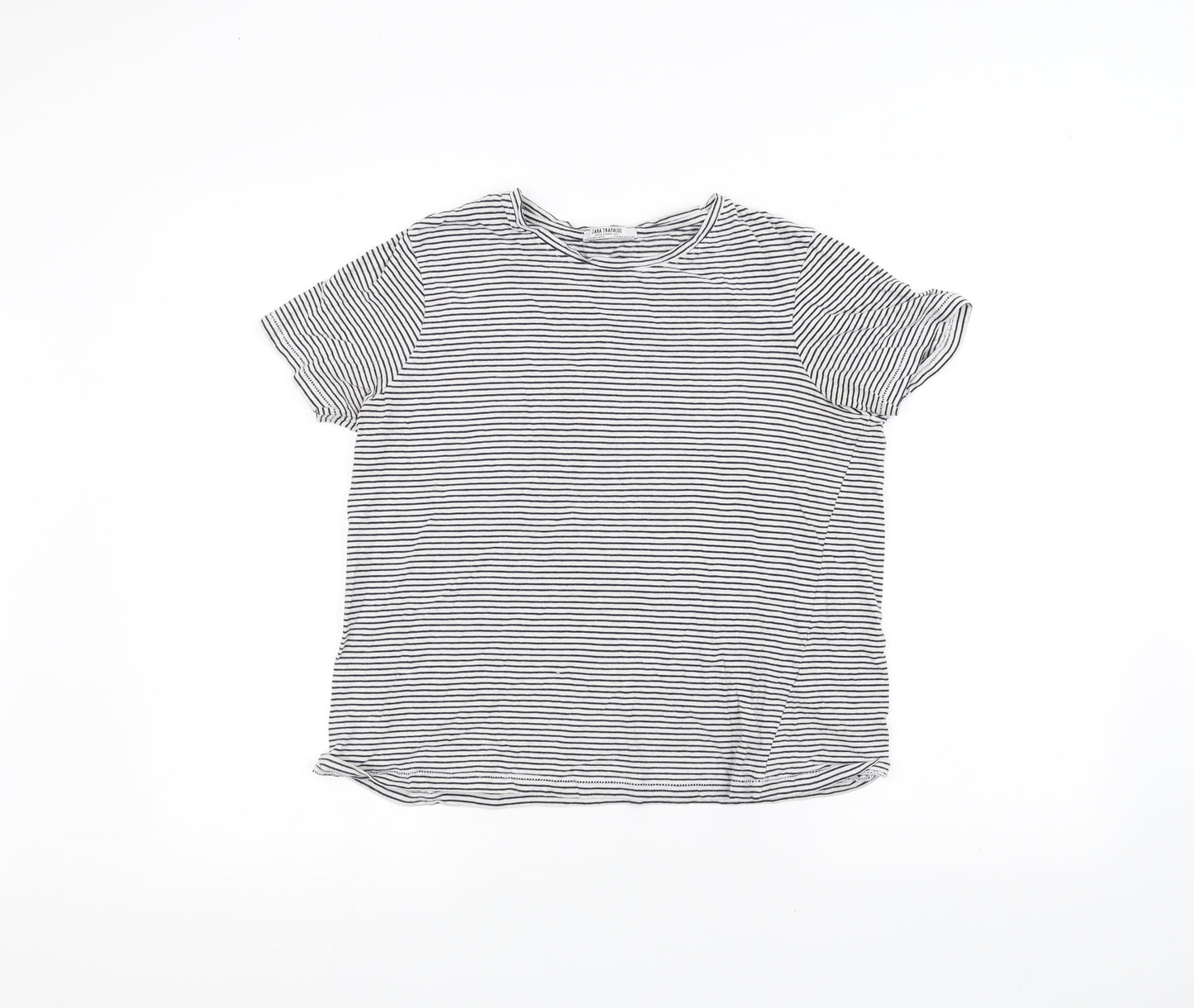 Zara Womens White Striped  Basic T-Shirt Size M