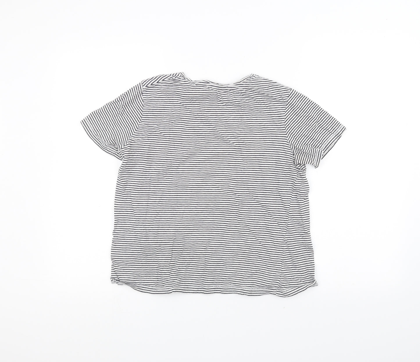 Zara Womens White Striped  Basic T-Shirt Size M