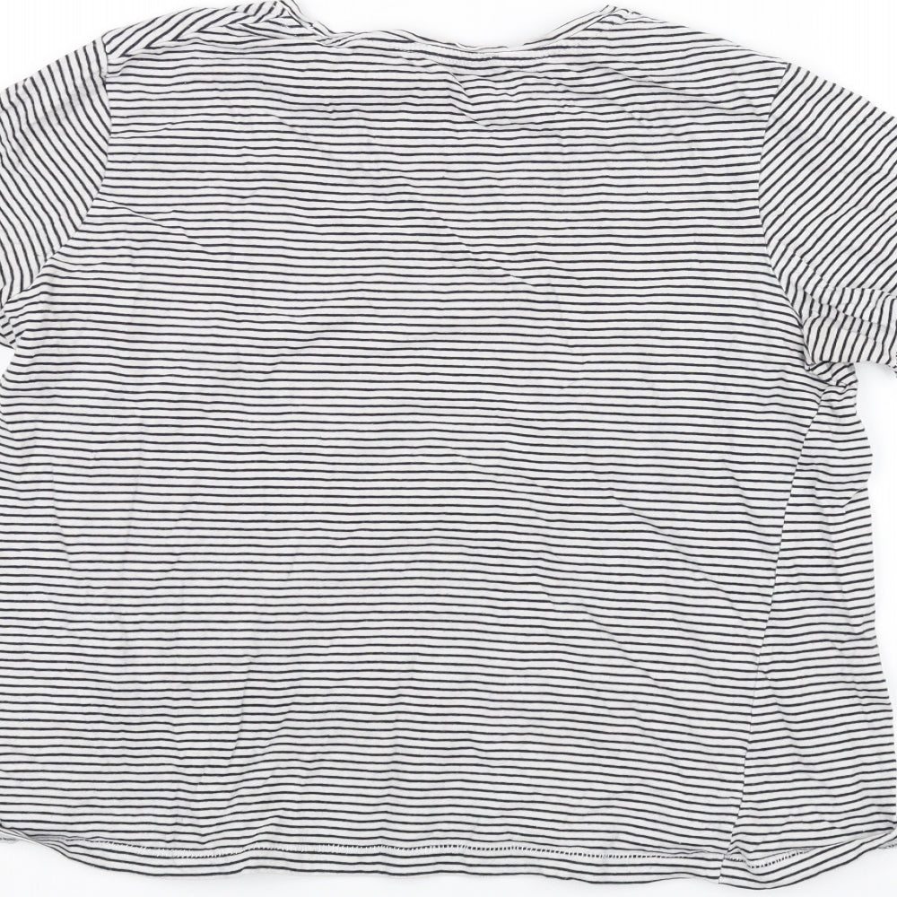 Zara Womens White Striped  Basic T-Shirt Size M