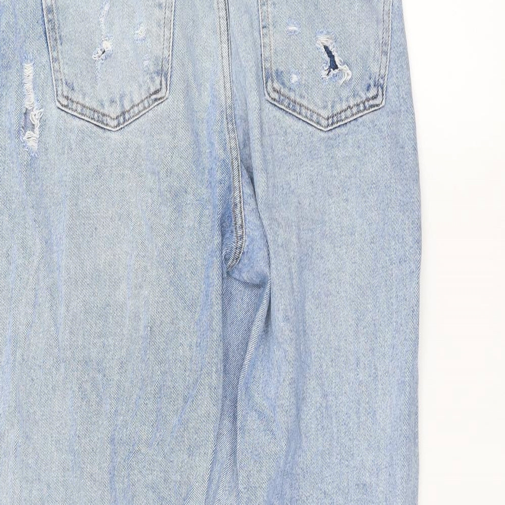 Denim & Co. Womens Blue  Denim Straight Jeans Size 10 L27 in - ripped details