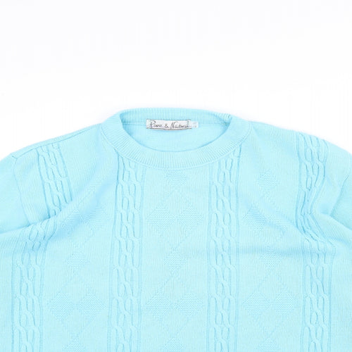 Pure & Natural Womens Blue  Knit Pullover Jumper Size M