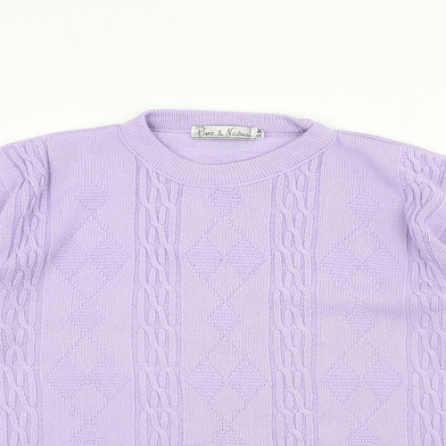 Pure & Natural Womens Purple  Knit Pullover Jumper Size M