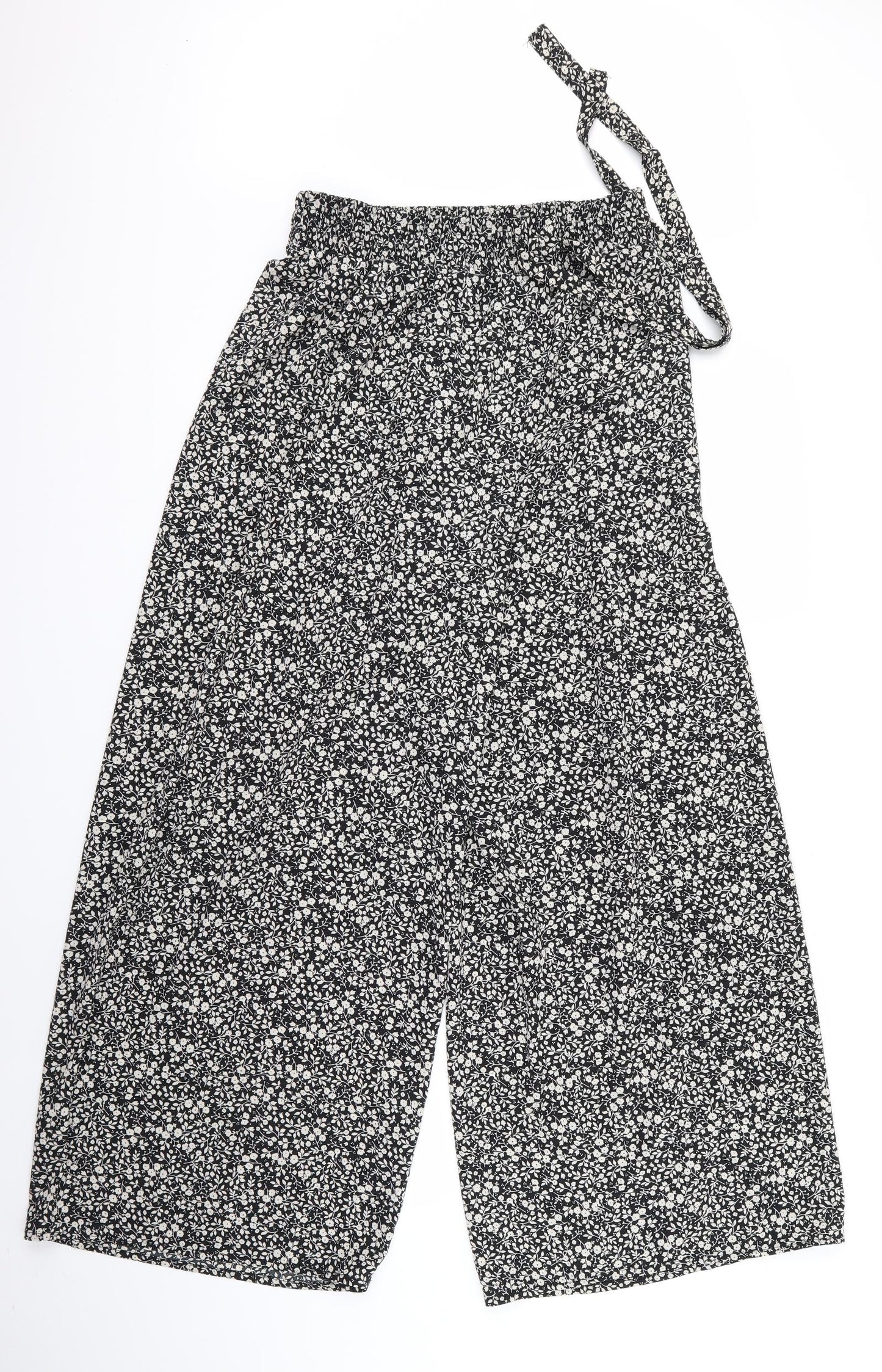 Brave Soul Womens Black Floral  Trousers  Size M L23 in - Flared