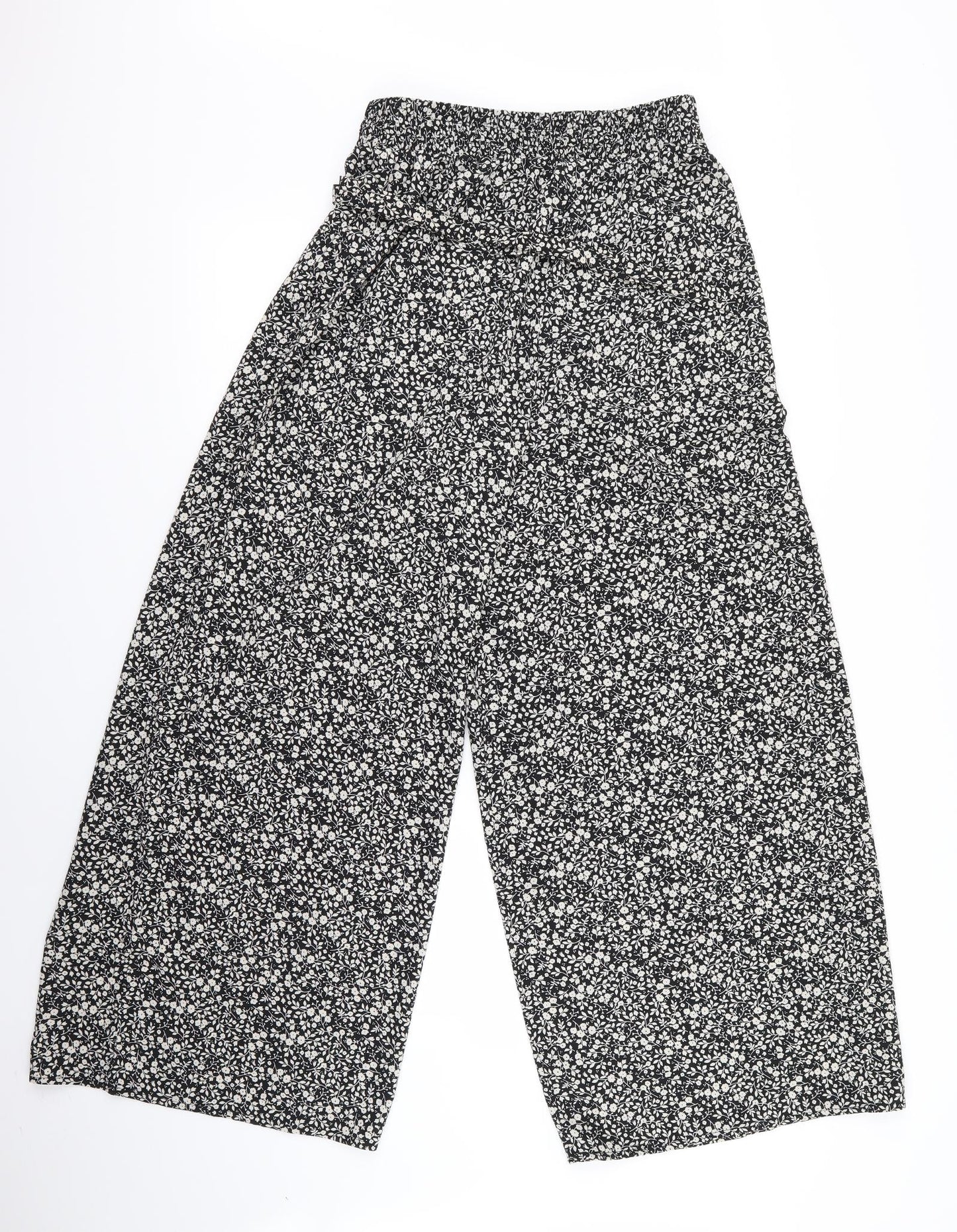 Brave Soul Womens Black Floral  Trousers  Size M L23 in - Flared