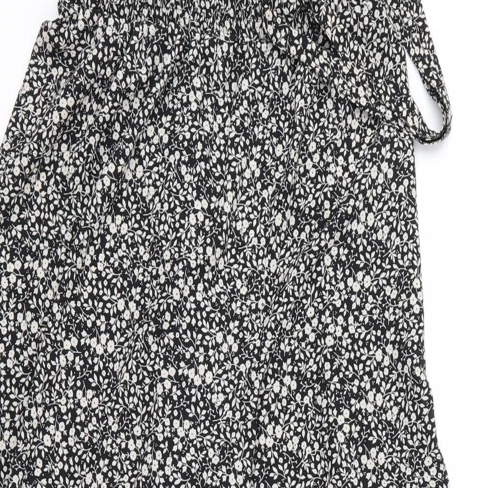 Brave Soul Womens Black Floral  Trousers  Size M L23 in - Flared