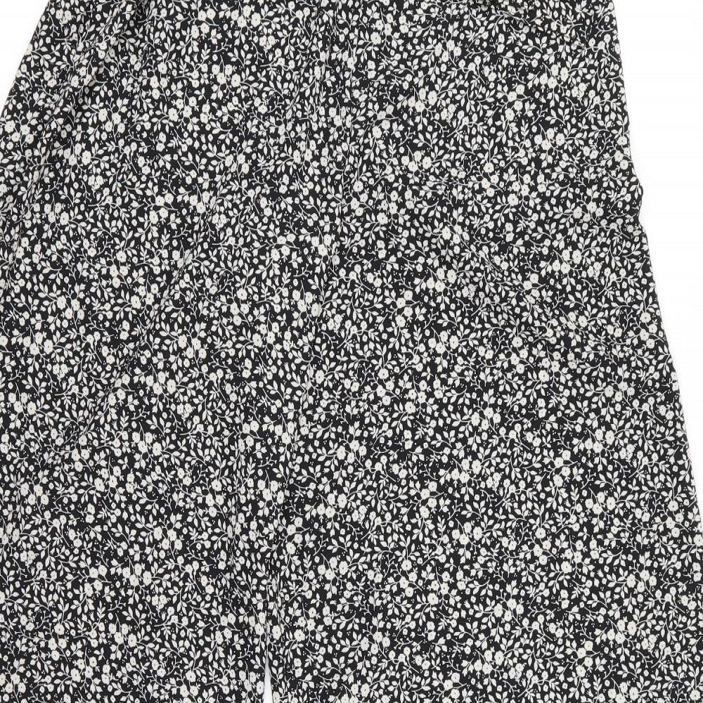 Brave Soul Womens Black Floral  Trousers  Size M L23 in - Flared