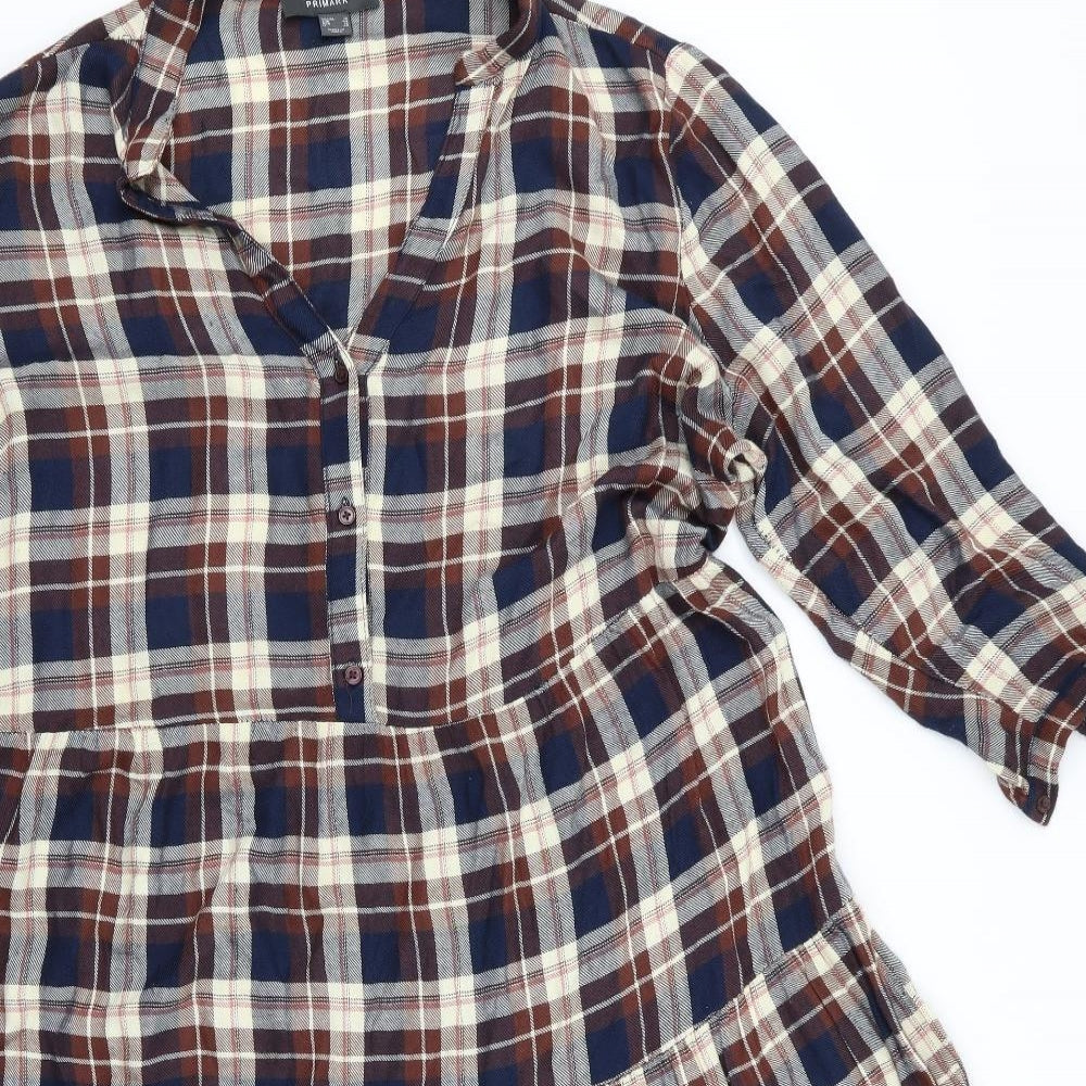 Primark Womens Blue Check  Fit & Flare  Size 16