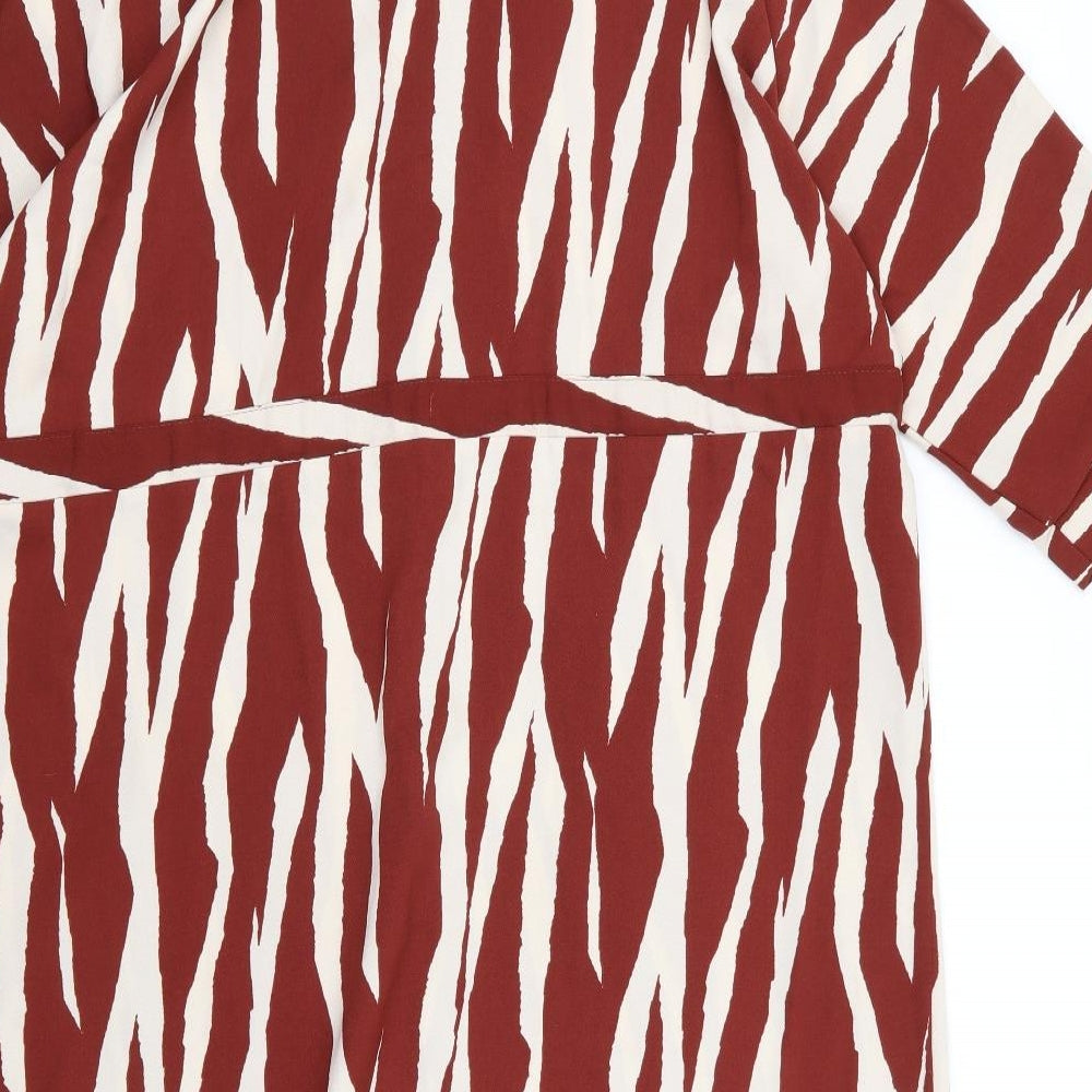 Primark Womens Brown Animal Print  Shirt Dress  Size 16