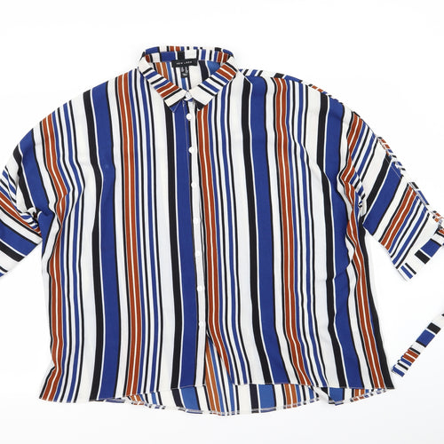 New Look Womens Blue Striped  Basic Button-Up Size 14