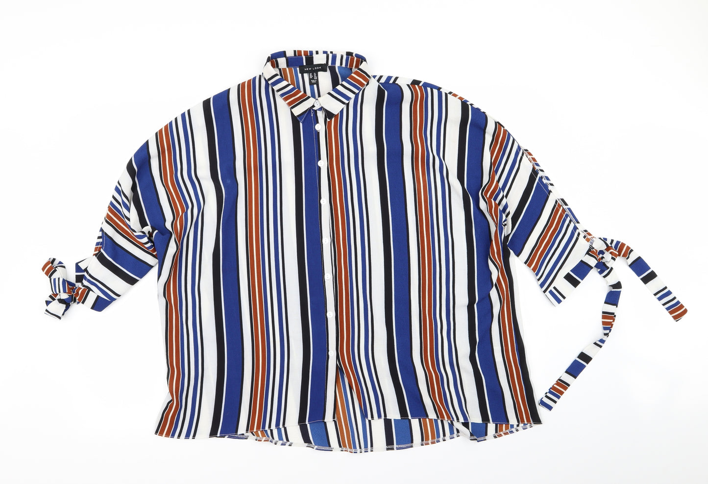 New Look Womens Blue Striped  Basic Button-Up Size 14