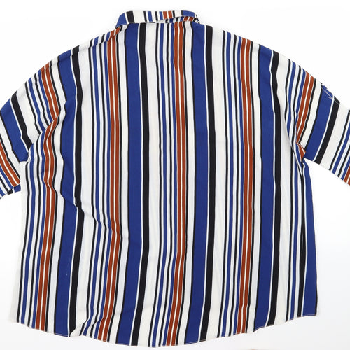 New Look Womens Blue Striped  Basic Button-Up Size 14