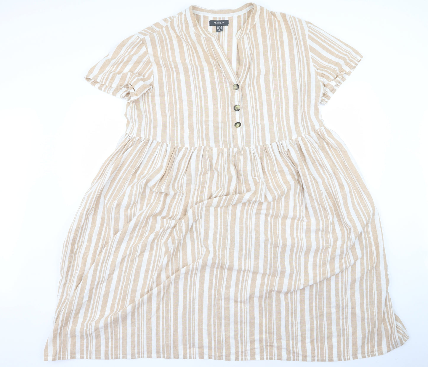 Primark Womens Beige Striped  Fit & Flare  Size 16