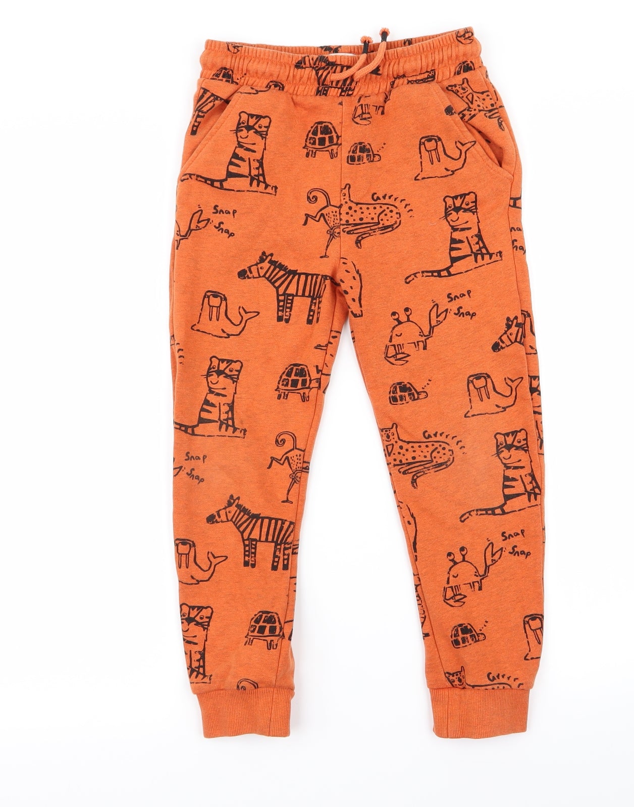 F&F Boys Orange Animal Print  Jogger Trousers Size 6 Years