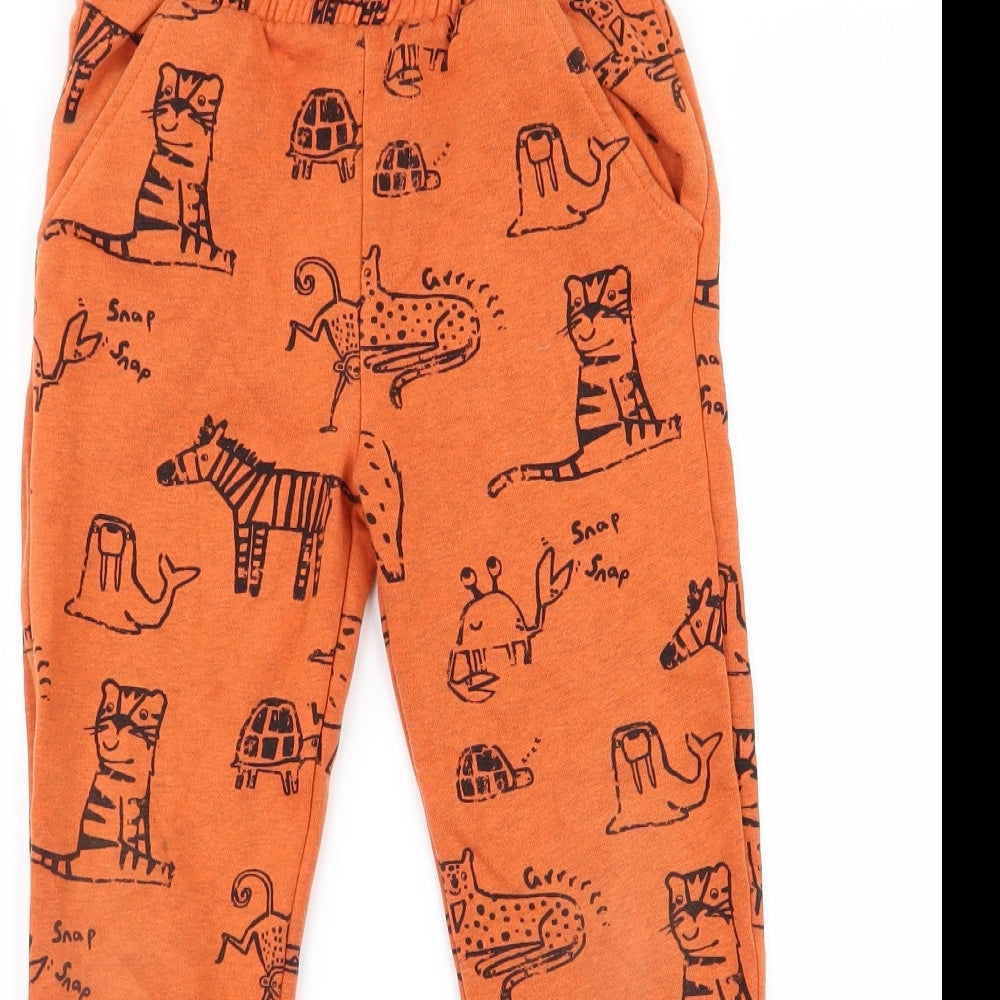 F&F Boys Orange Animal Print  Jogger Trousers Size 6 Years