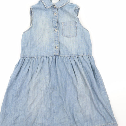 Preworn Girls Blue  Denim Fit & Flare  Size 6 Years