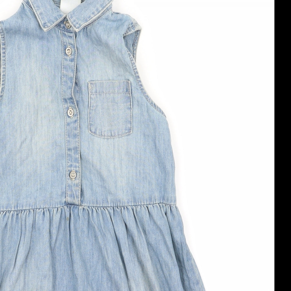 Preworn Girls Blue  Denim Fit & Flare  Size 6 Years
