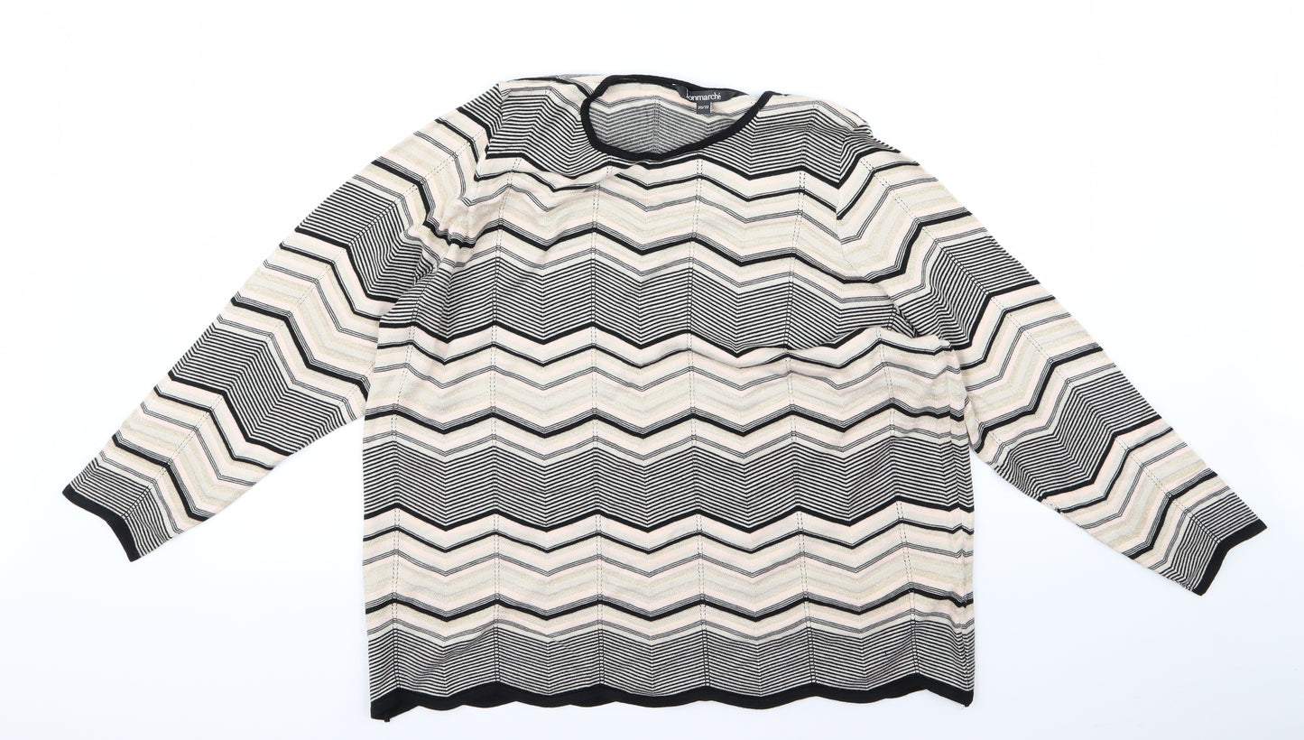 bonmarche Womens Beige Striped  Cardigan Jumper Size 20