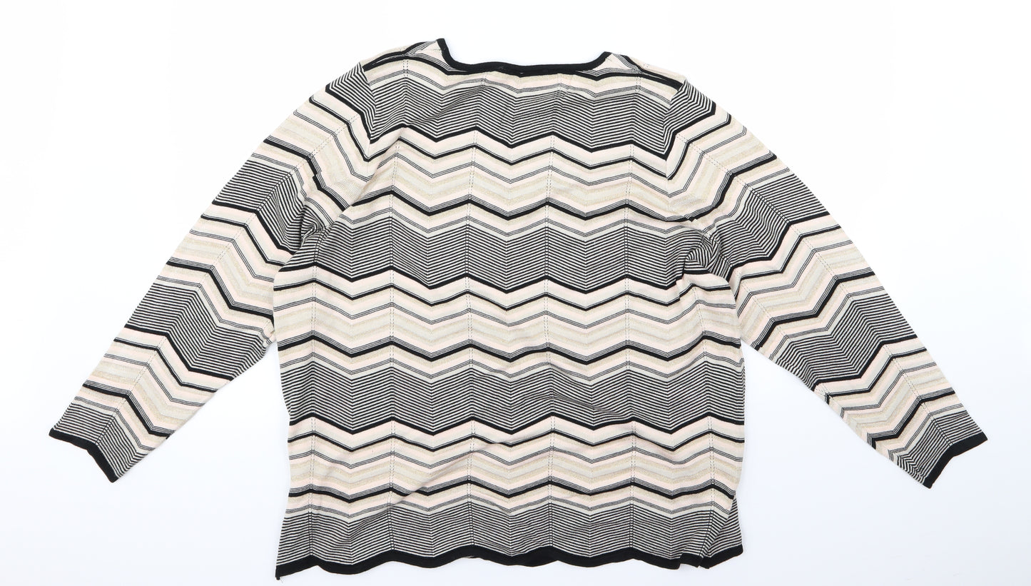 bonmarche Womens Beige Striped  Cardigan Jumper Size 20